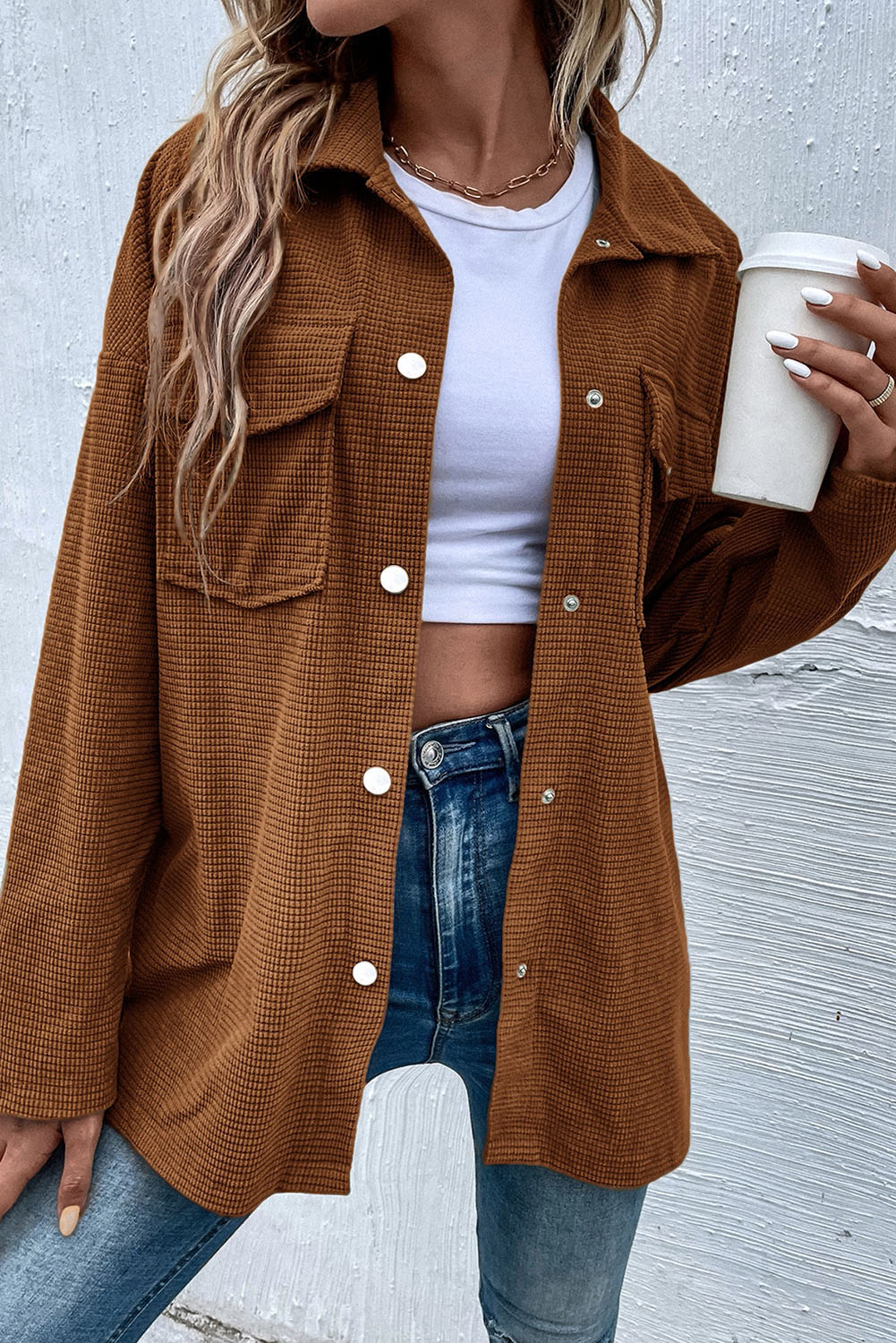Threaded Pear Andrea Drop Shoulder Casual Shacket