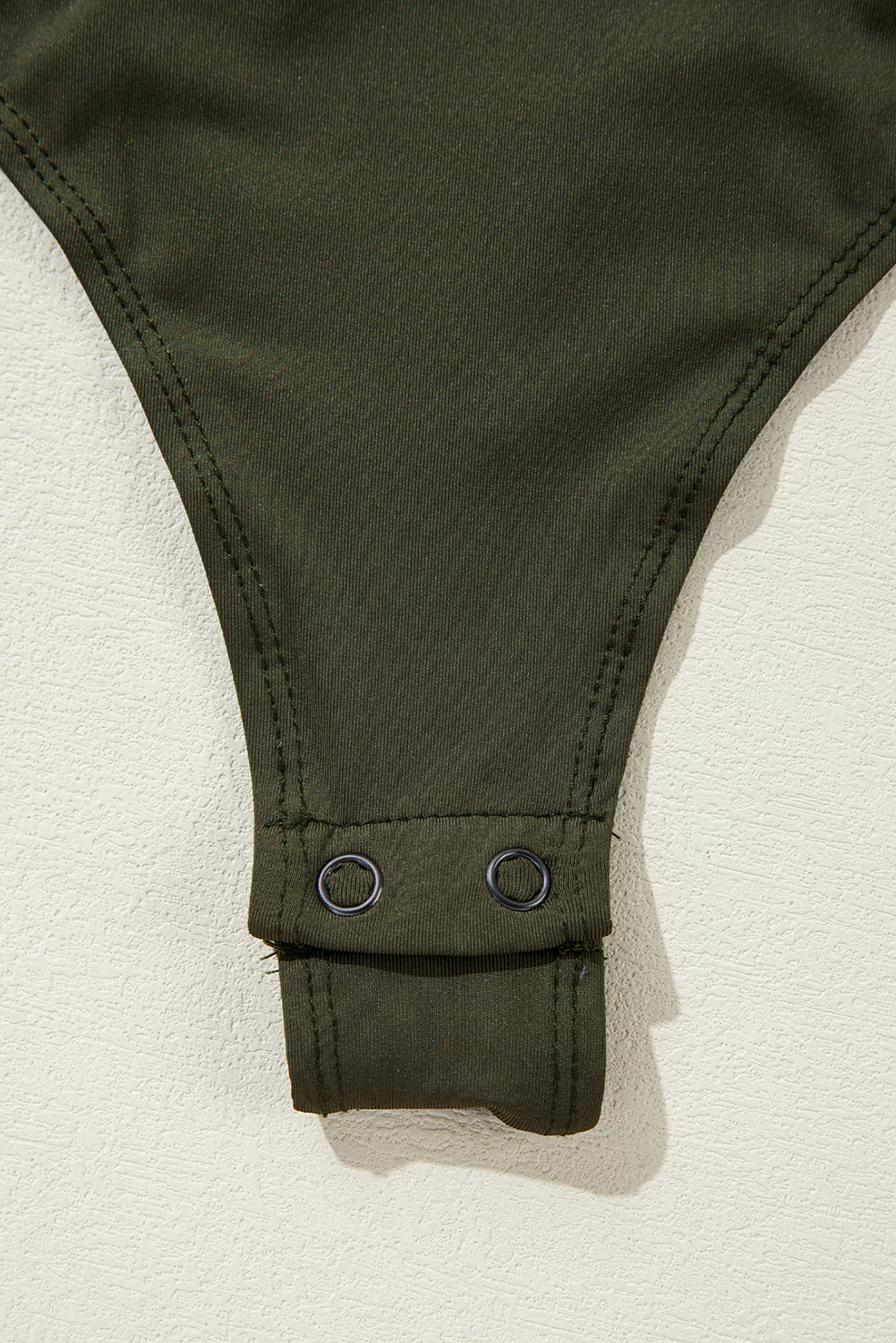 Moss Green Ruched Wrap V Neck Long Sleeve Bodysuit view 11