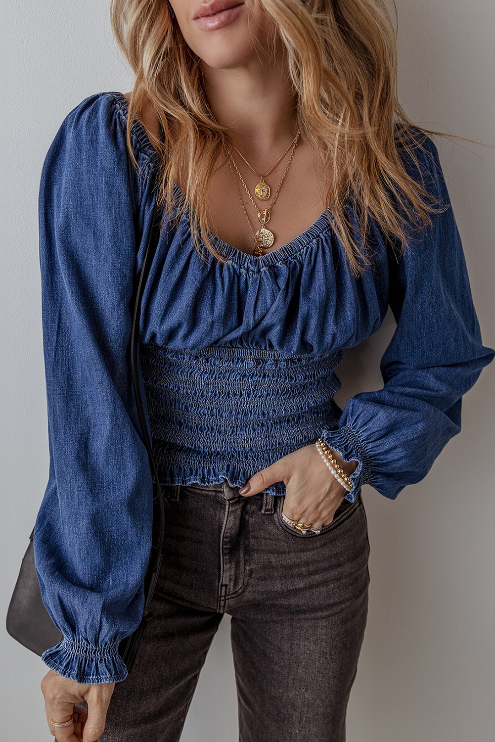 Atsuko Denim Sleeve Volume Blouse