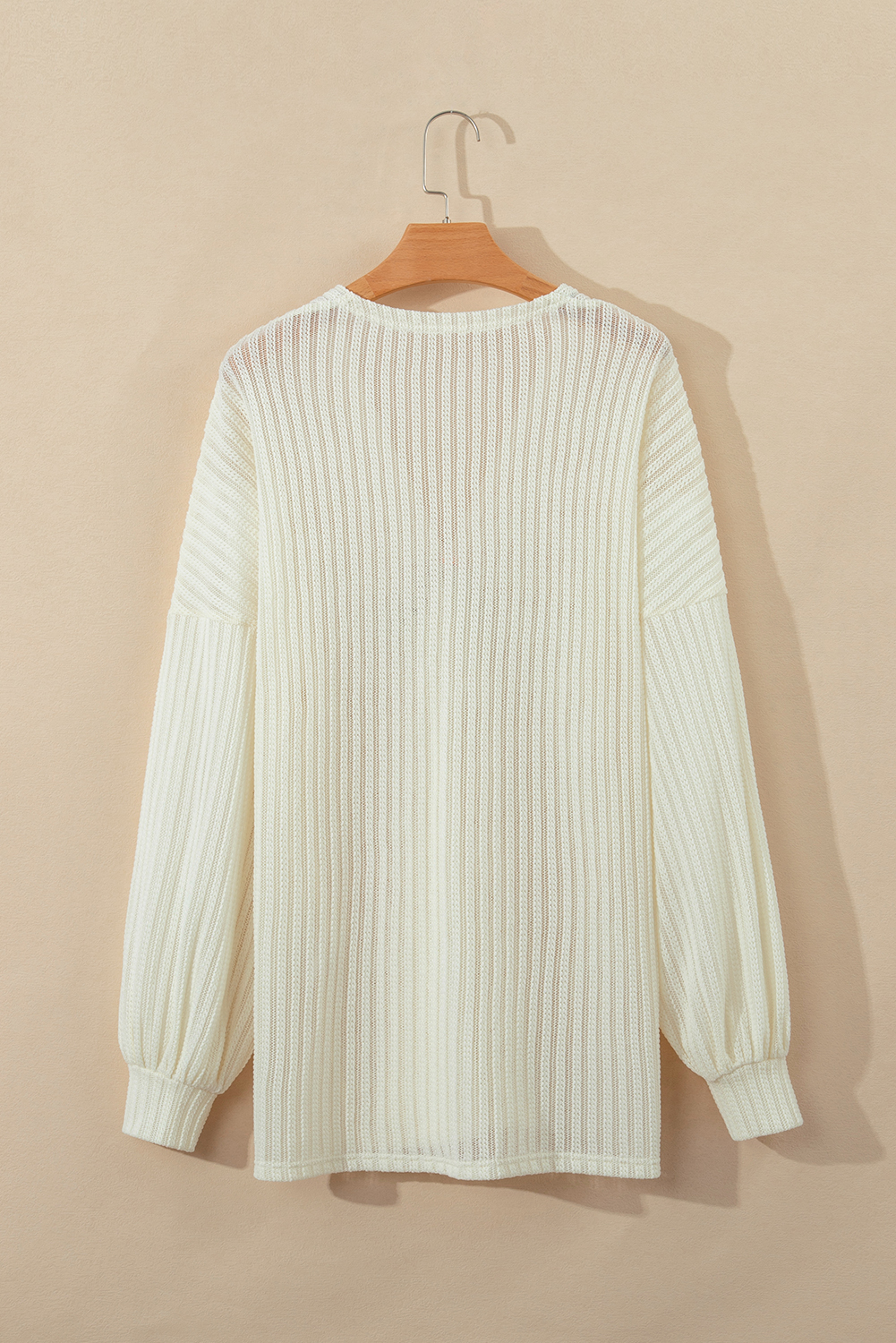 Beige Textured Lantern Sleeve Open Kimono view 13