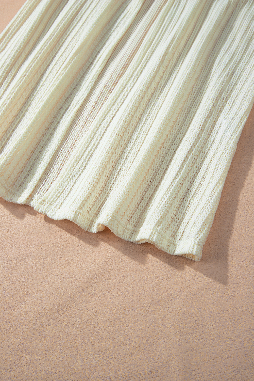 Beige Textured Lantern Sleeve Open Kimono view 16