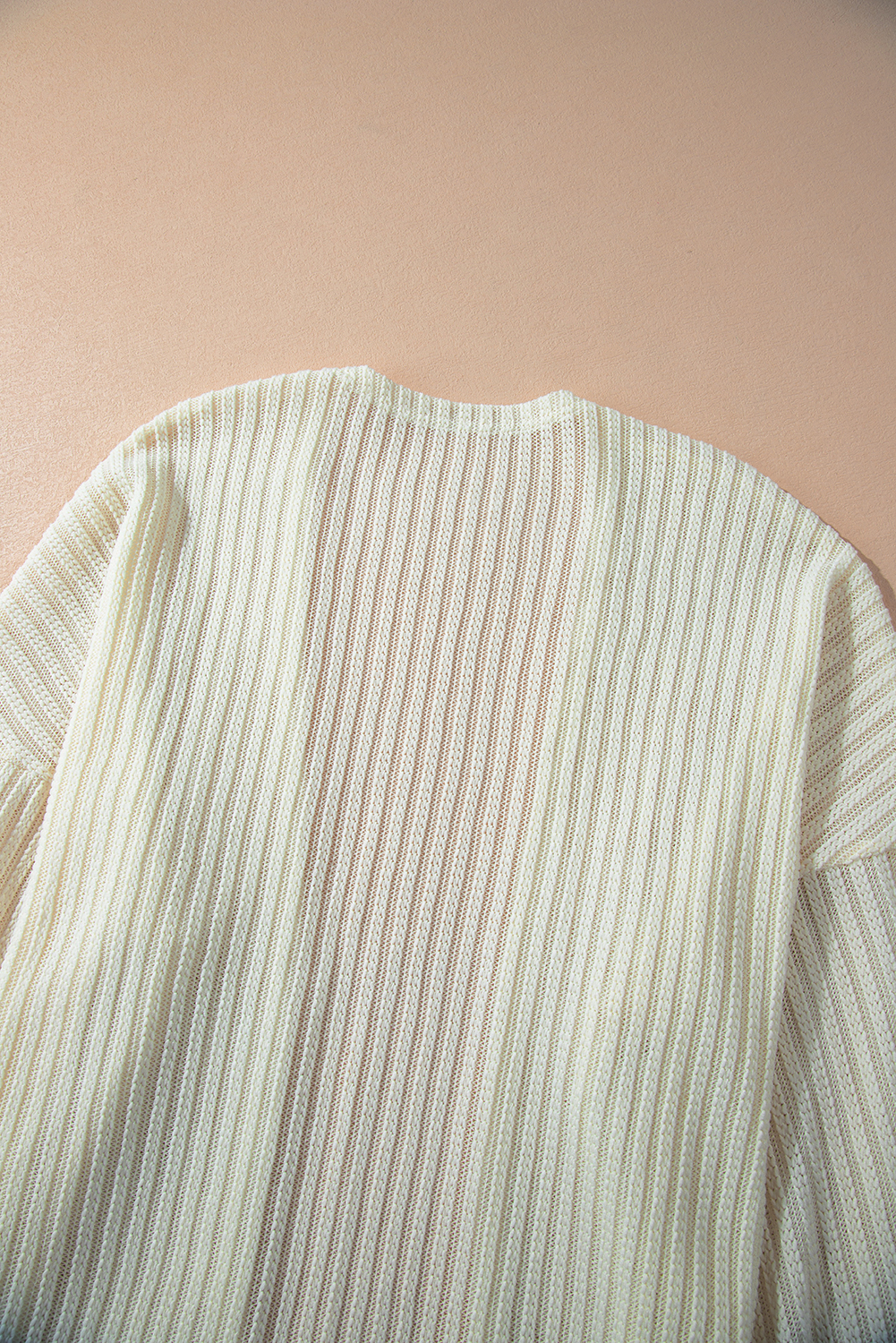 Beige Textured Lantern Sleeve Open Kimono view 17