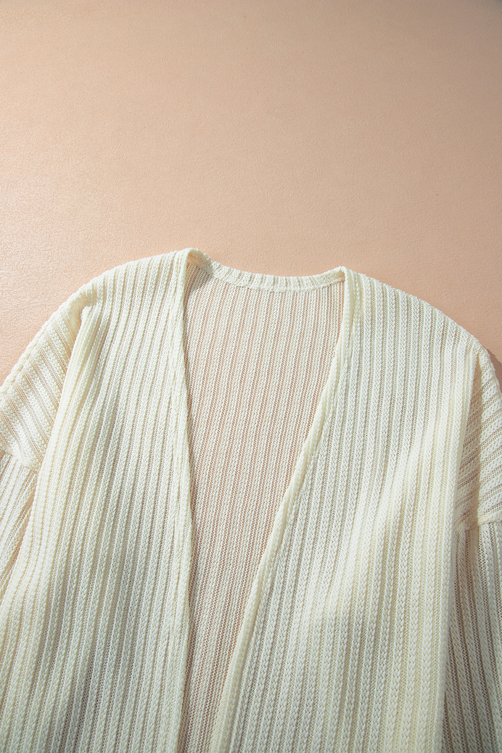 Beige Textured Lantern Sleeve Open Kimono view 14