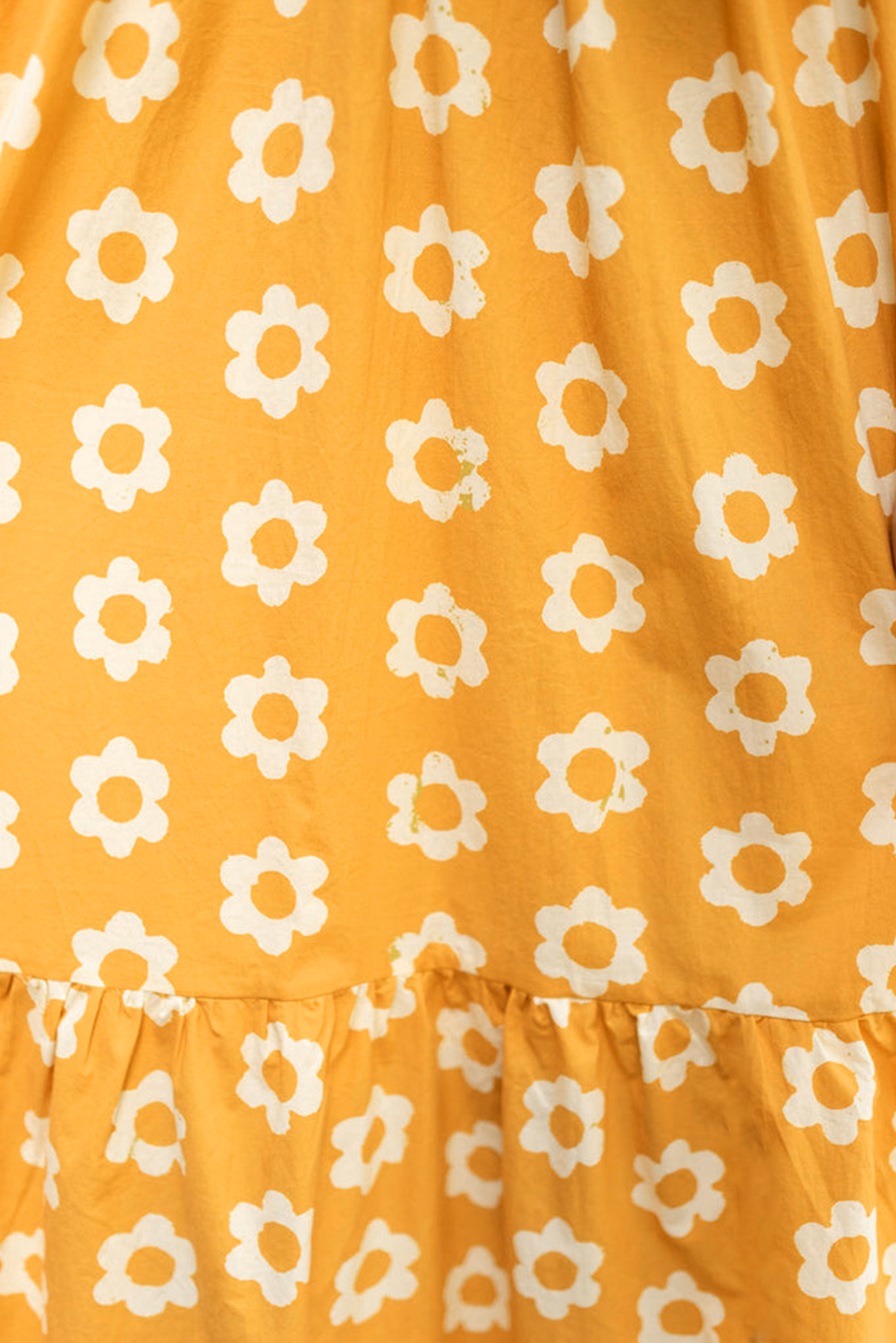 Yellow Flower Print Bracelet Sleeve Buttons Collared Maxi Dress view 13