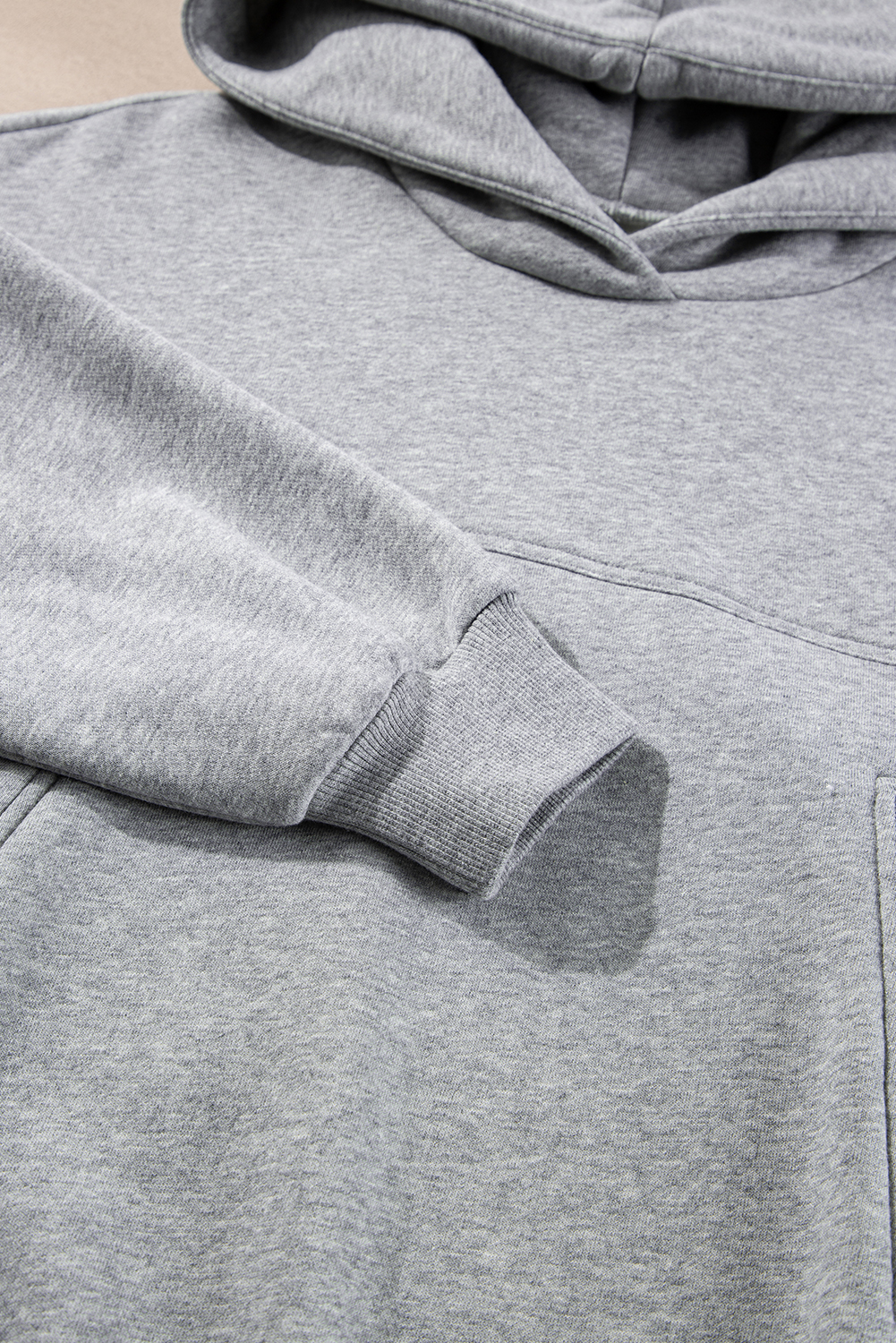 Gray Solid Exposed Seams Hoodie and Joggers Activewear Set view 21