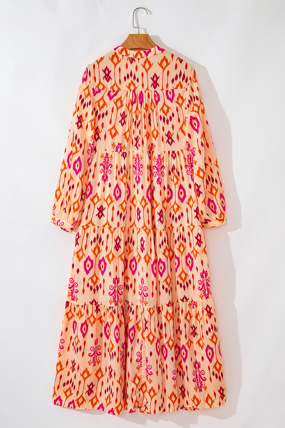 Orange Western Abstract Geometric Printed Maxi Dress view 13