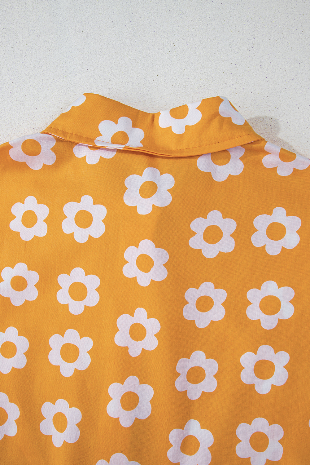 Yellow Flower Print Bracelet Sleeve Buttons Collared Maxi Dress view 18