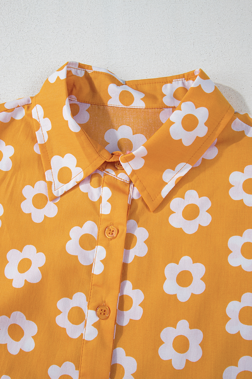 Yellow Flower Print Bracelet Sleeve Buttons Collared Maxi Dress view 21