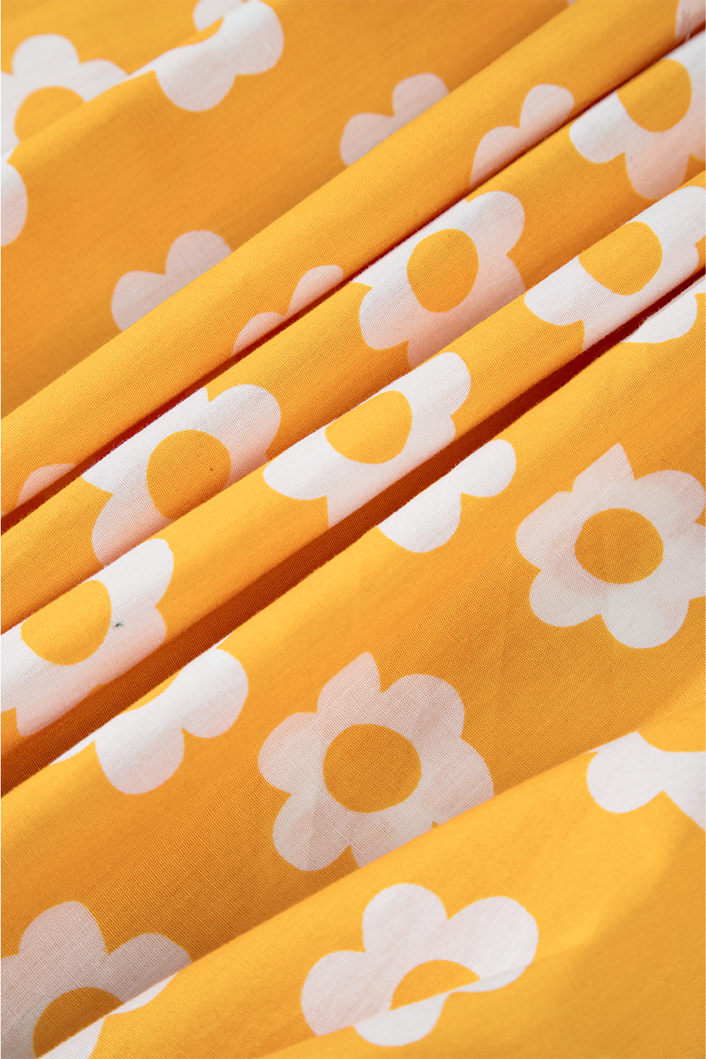 Yellow Flower Print Bracelet Sleeve Buttons Collared Maxi Dress view 16