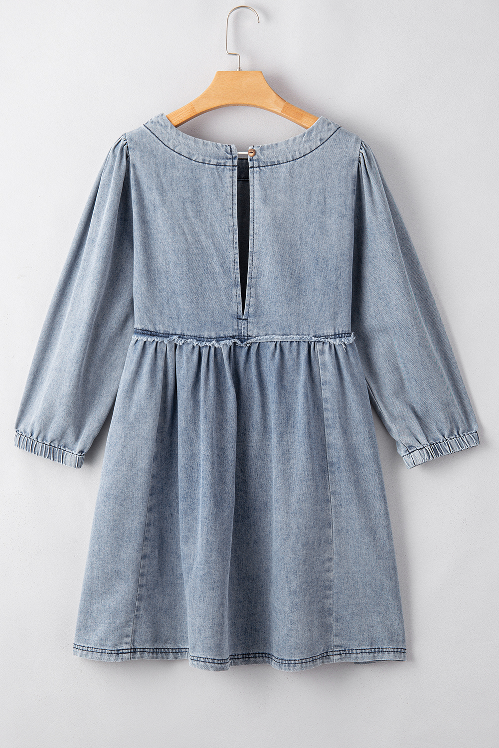 Beau Blue Light Wash High Waist Loose Fit Denim Mini Dress view 14
