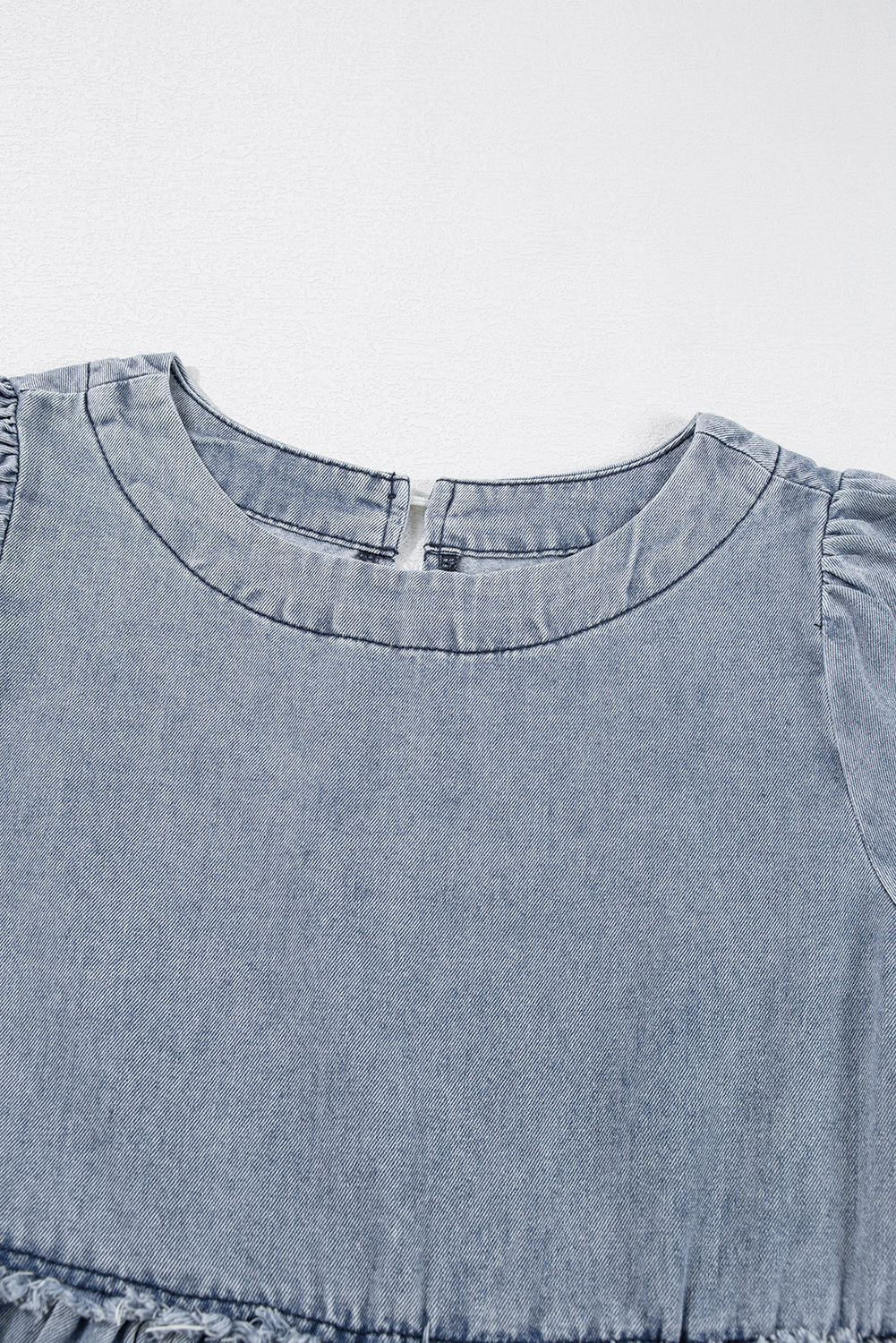 Beau Blue Light Wash High Waist Loose Fit Denim Mini Dress view 21
