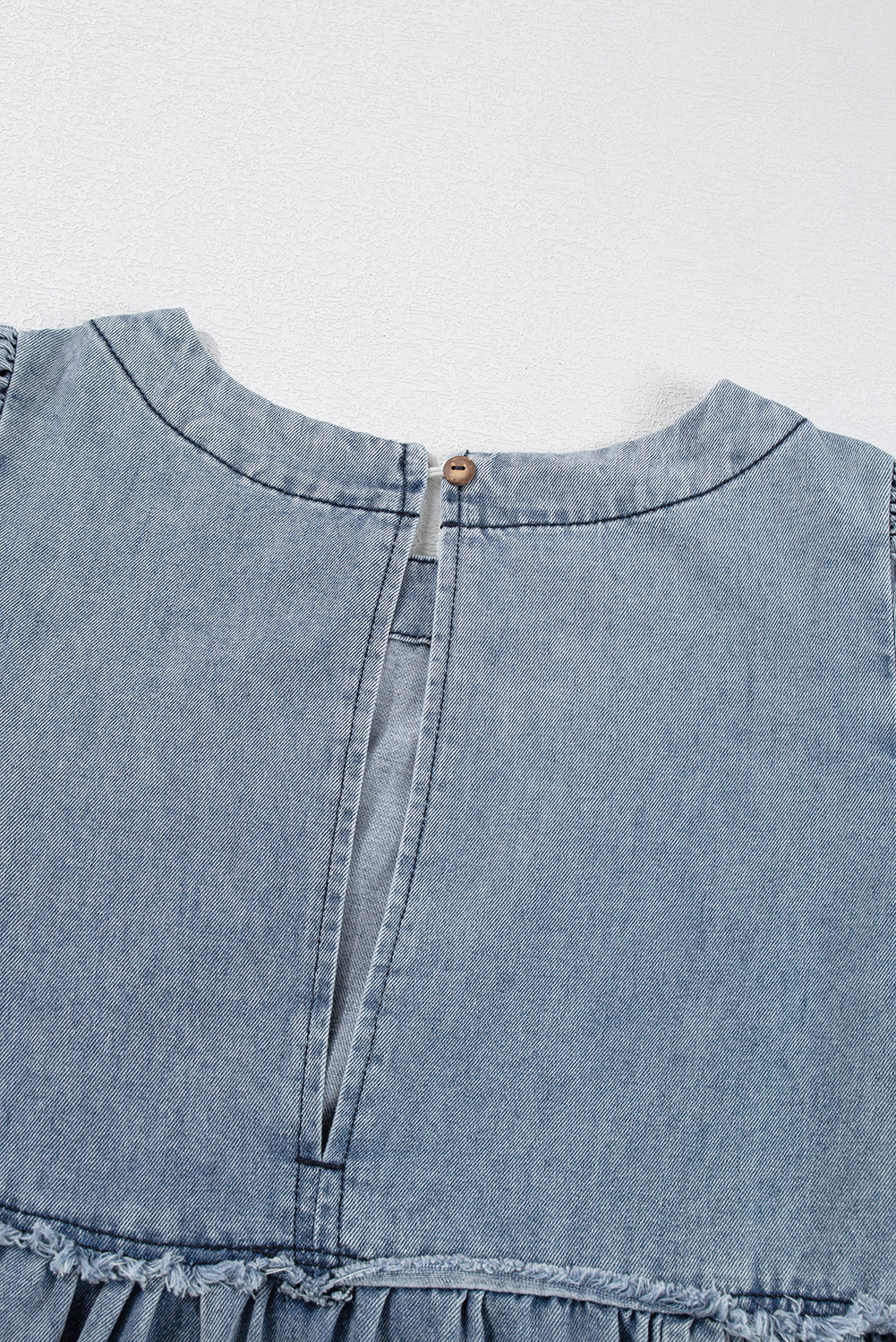 Beau Blue Light Wash High Waist Loose Fit Denim Mini Dress view 16