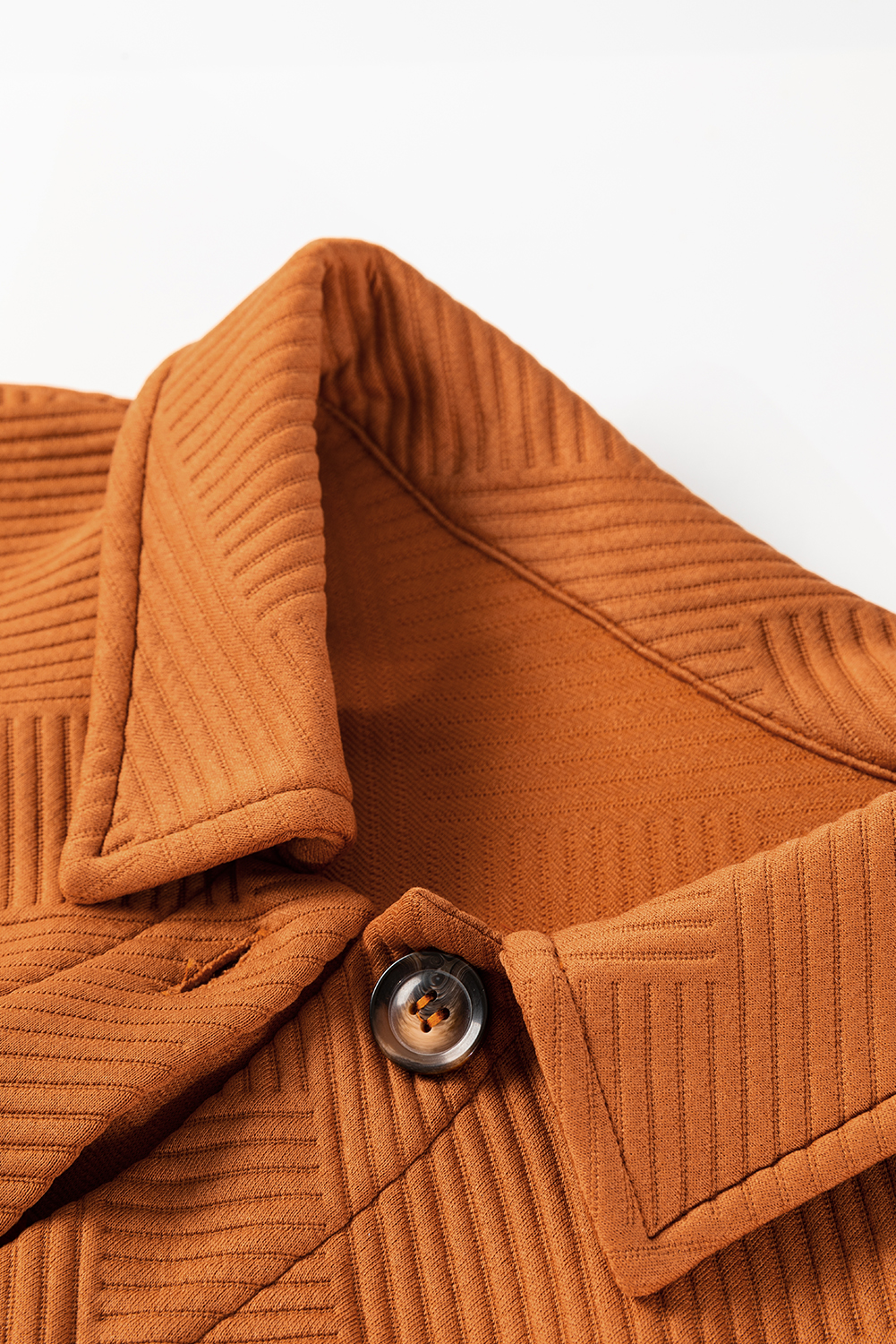 Gold Flame Textured Collared Drop Shoulder Buttoned Front Duster Coat view 5
