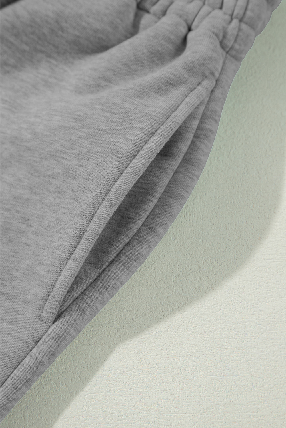 Light Grey Solid Color Fleece Lined Drawstring Waist Casual Pants view 19