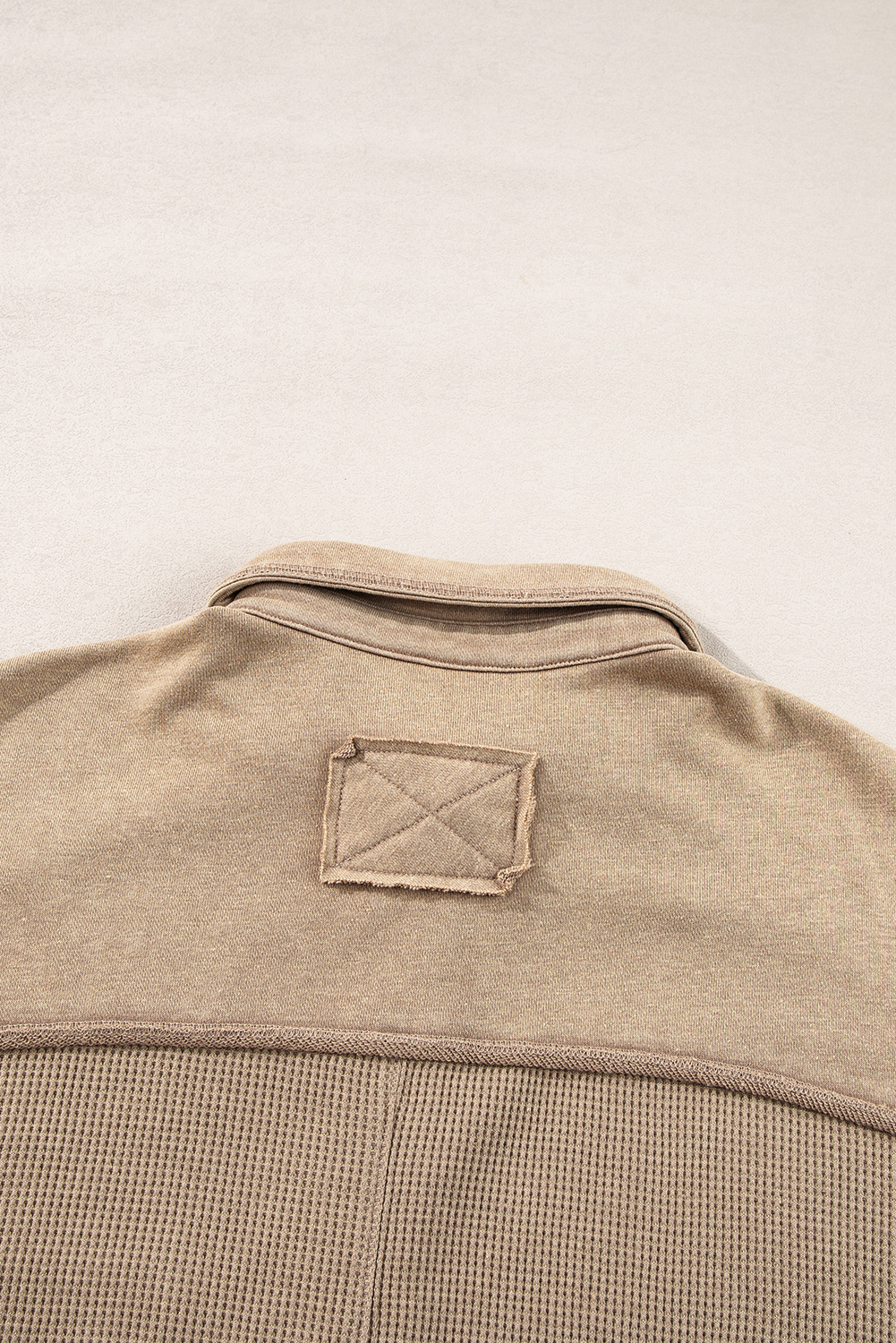 Goat Mineral Wash Textured Patchwork Loose Fit Shacket view 16