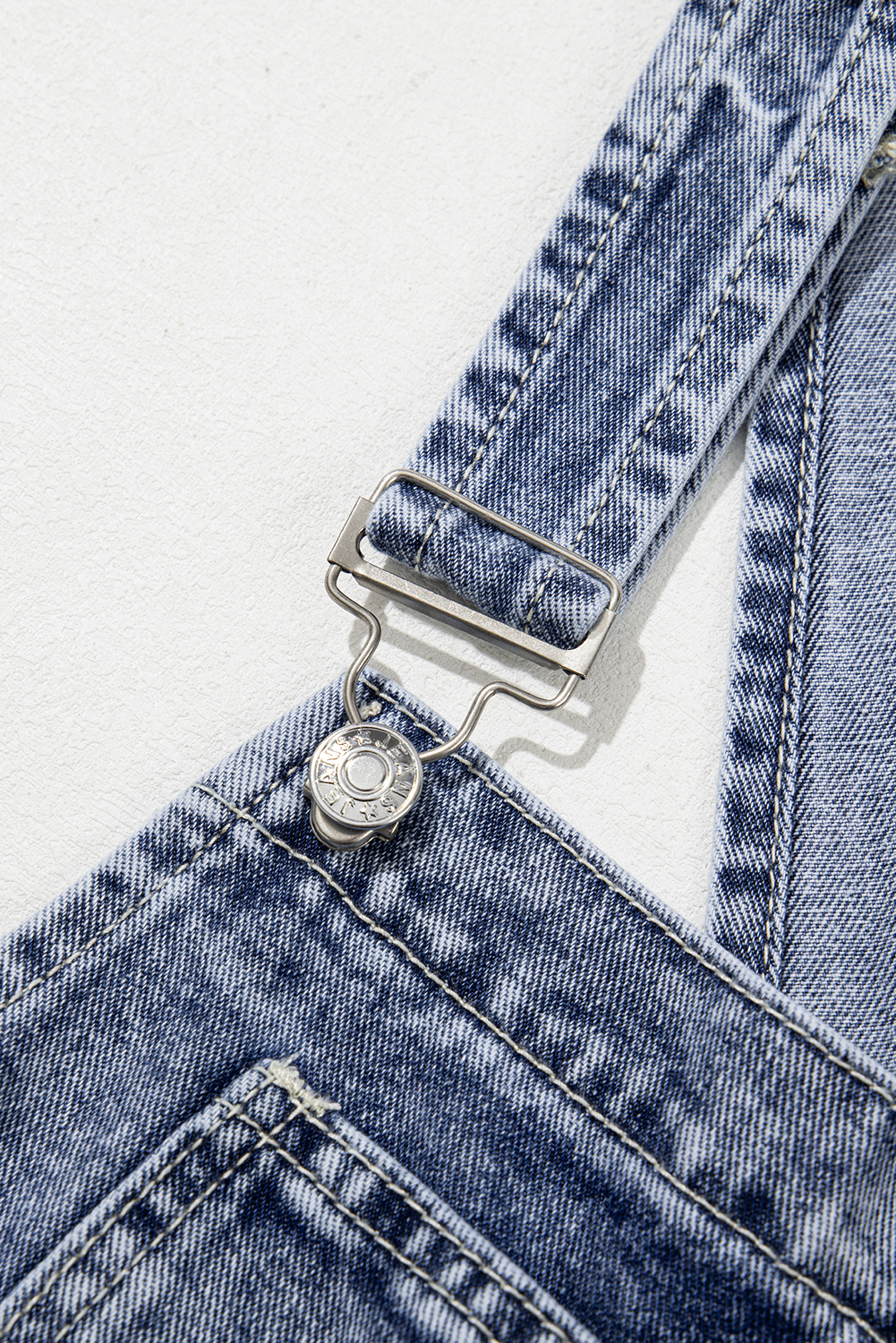 Sail Blue Denim Bib Straight Leg Jumpsuit with Pockets view 20