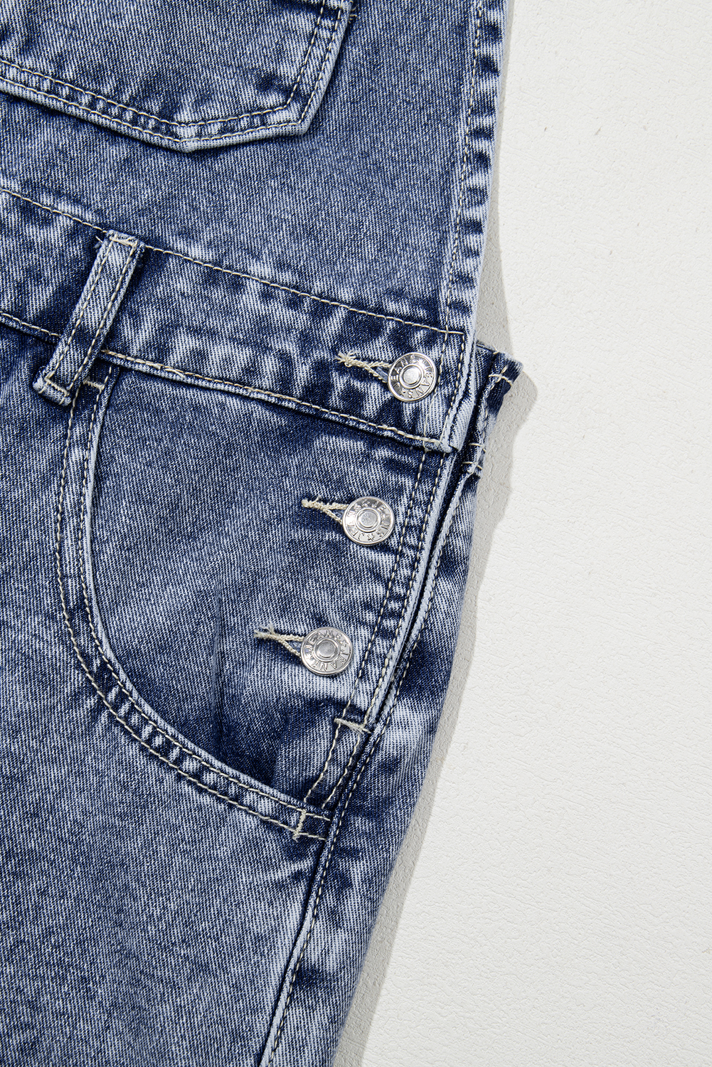 Sail Blue Denim Bib Straight Leg Jumpsuit with Pockets view 17