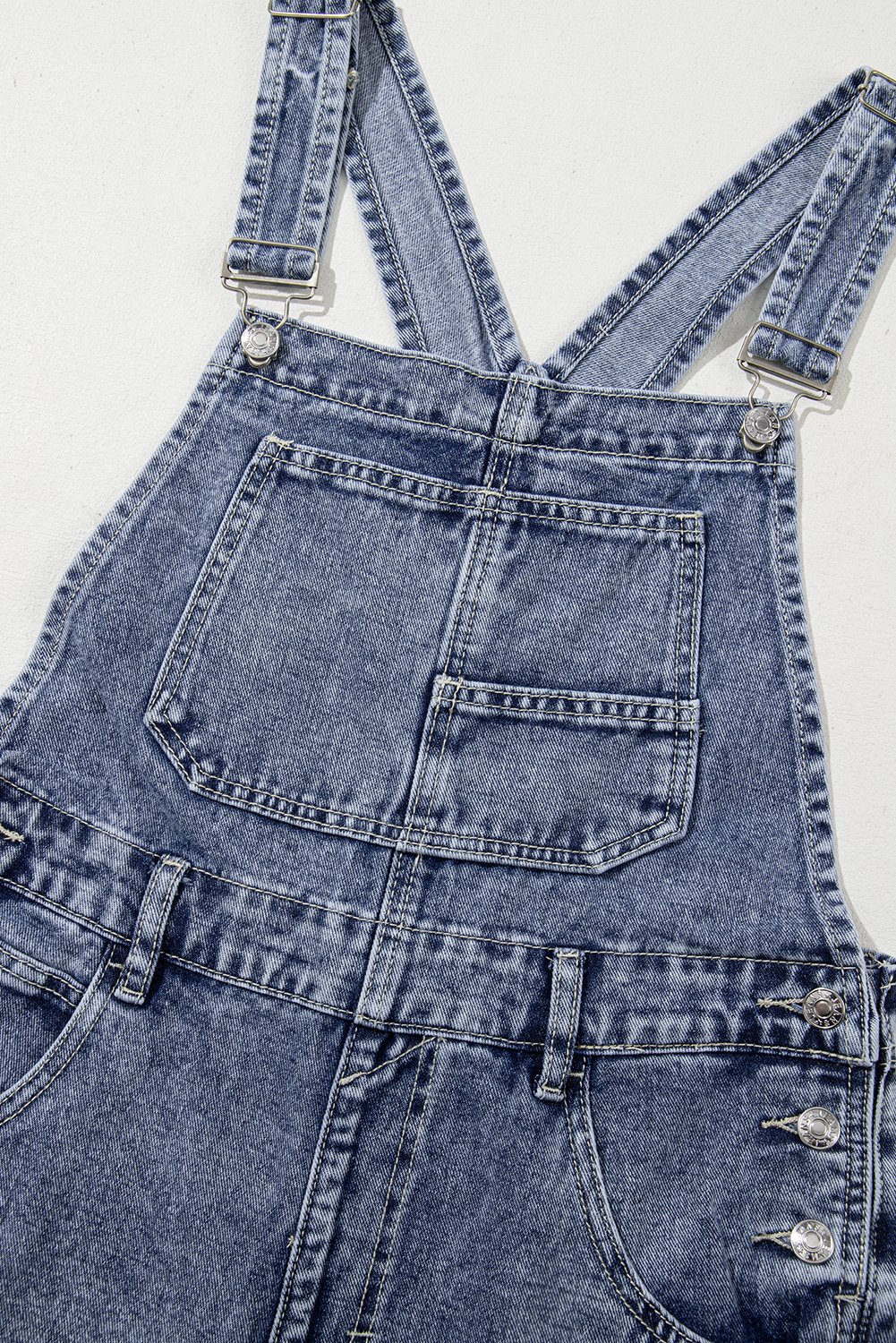 Sail Blue Denim Bib Straight Leg Jumpsuit with Pockets view 18