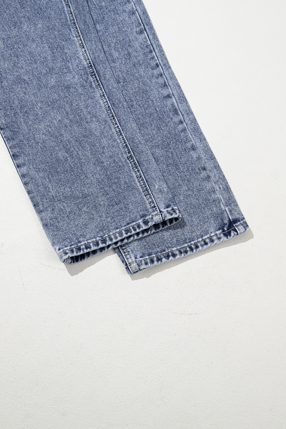 Sail Blue Denim Bib Straight Leg Jumpsuit with Pockets view 16