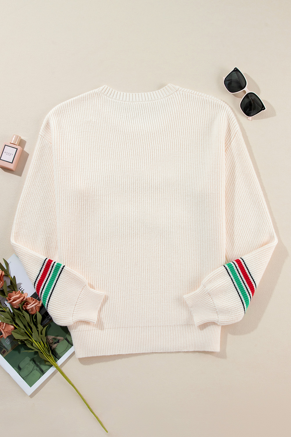 Beige Tinsel Holly Jolly Graphic Classic Sweater view 26