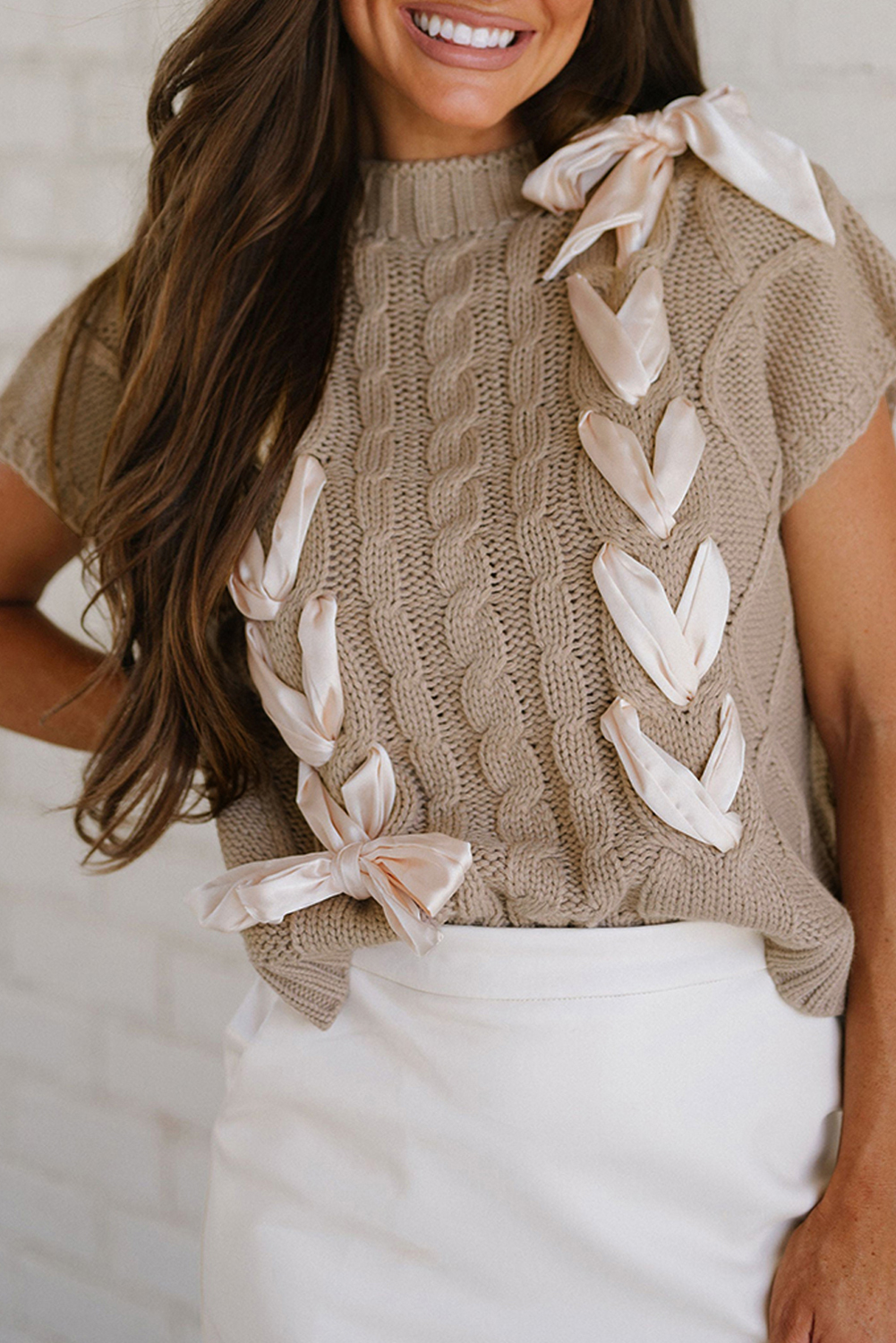 Emma Bowknot Short Sleeve Sweater