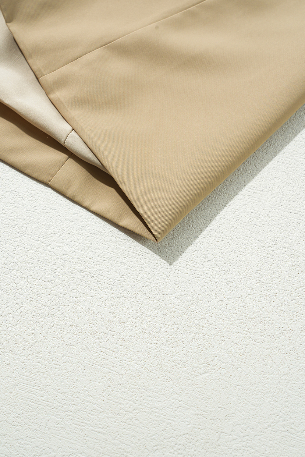Pale Khaki Solid Color Lapel Collar Waist Tie Wind Coat view 22