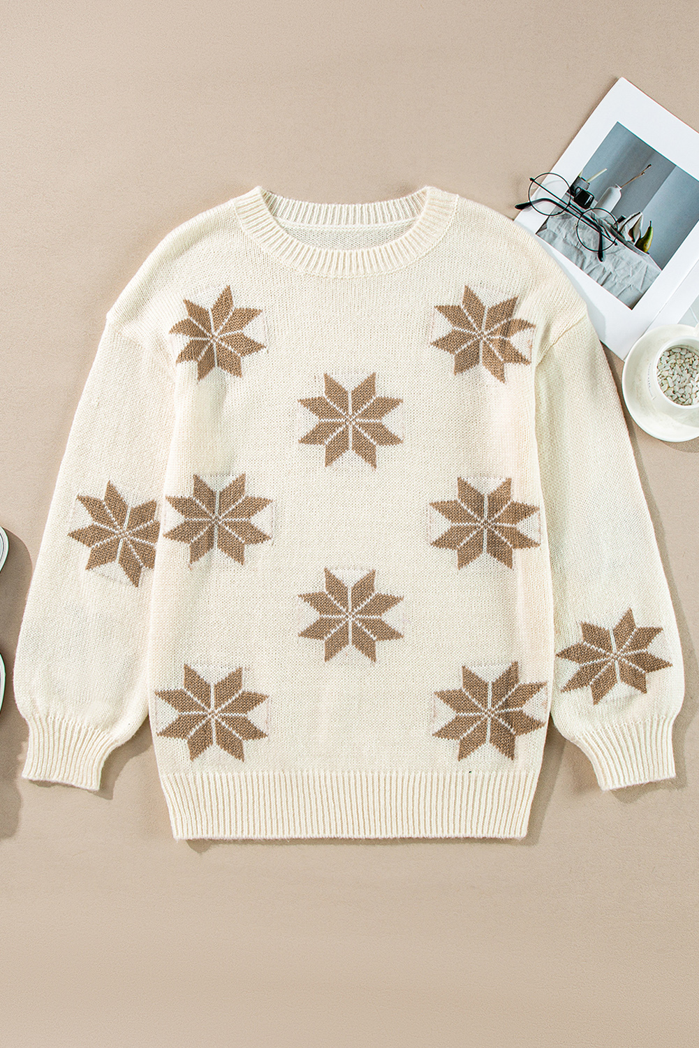 White Snowflake Christmas Tunic Sweater view 9