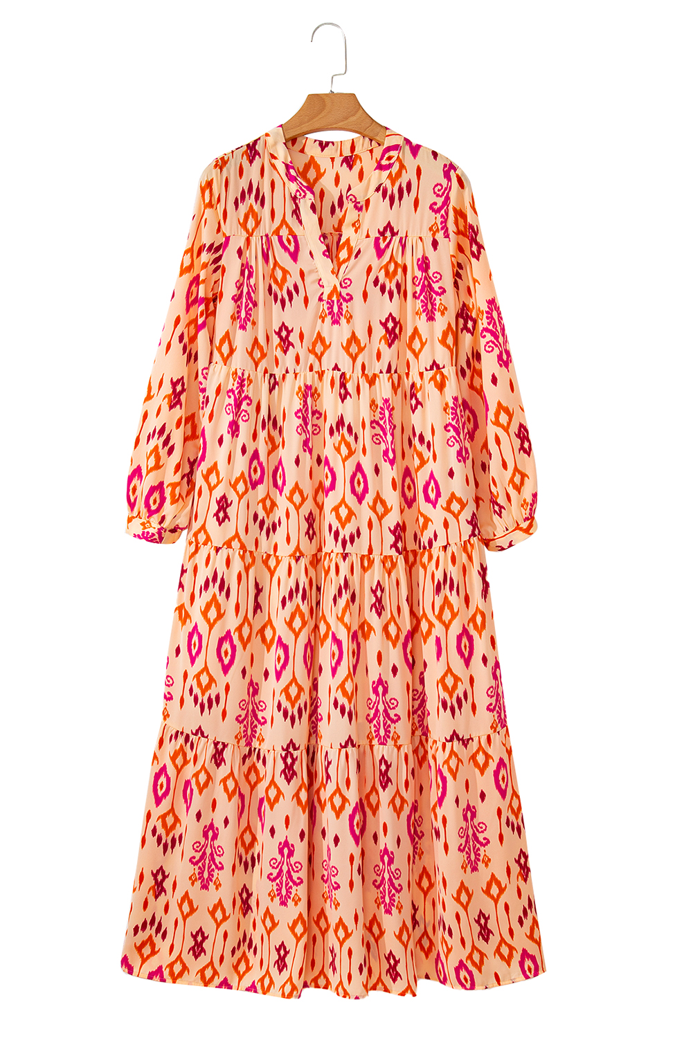 Orange Western Abstract Geometric Printed Maxi Dress view 22