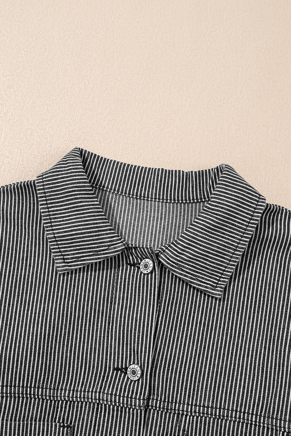 Blue Stripe Washed Oversize Pocketed Denim Jacket view 16