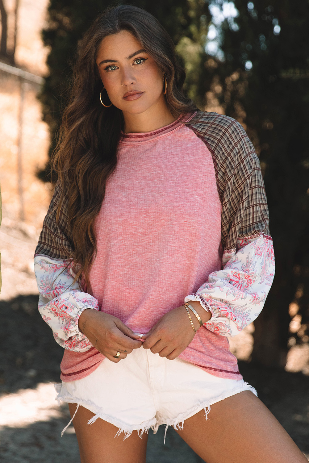 Rosalia Ribbed Patchwork Loose Sweatshirt