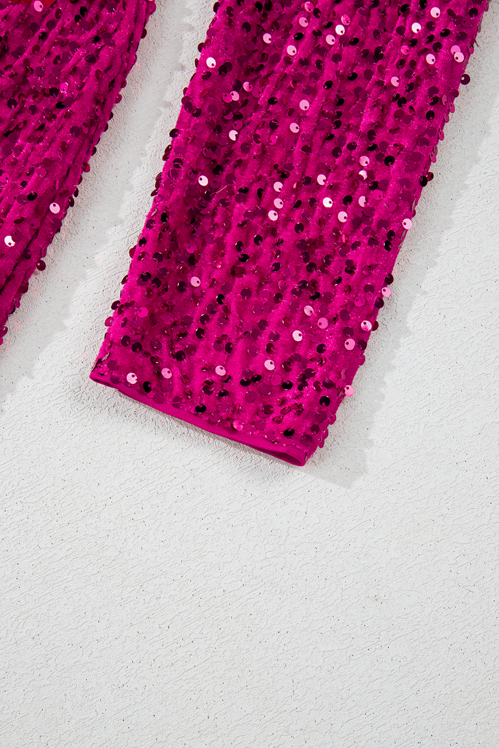 Pitaya Pink Velvet Sequin Long Sleeve V Neck Wrapped Mini Dress view 23