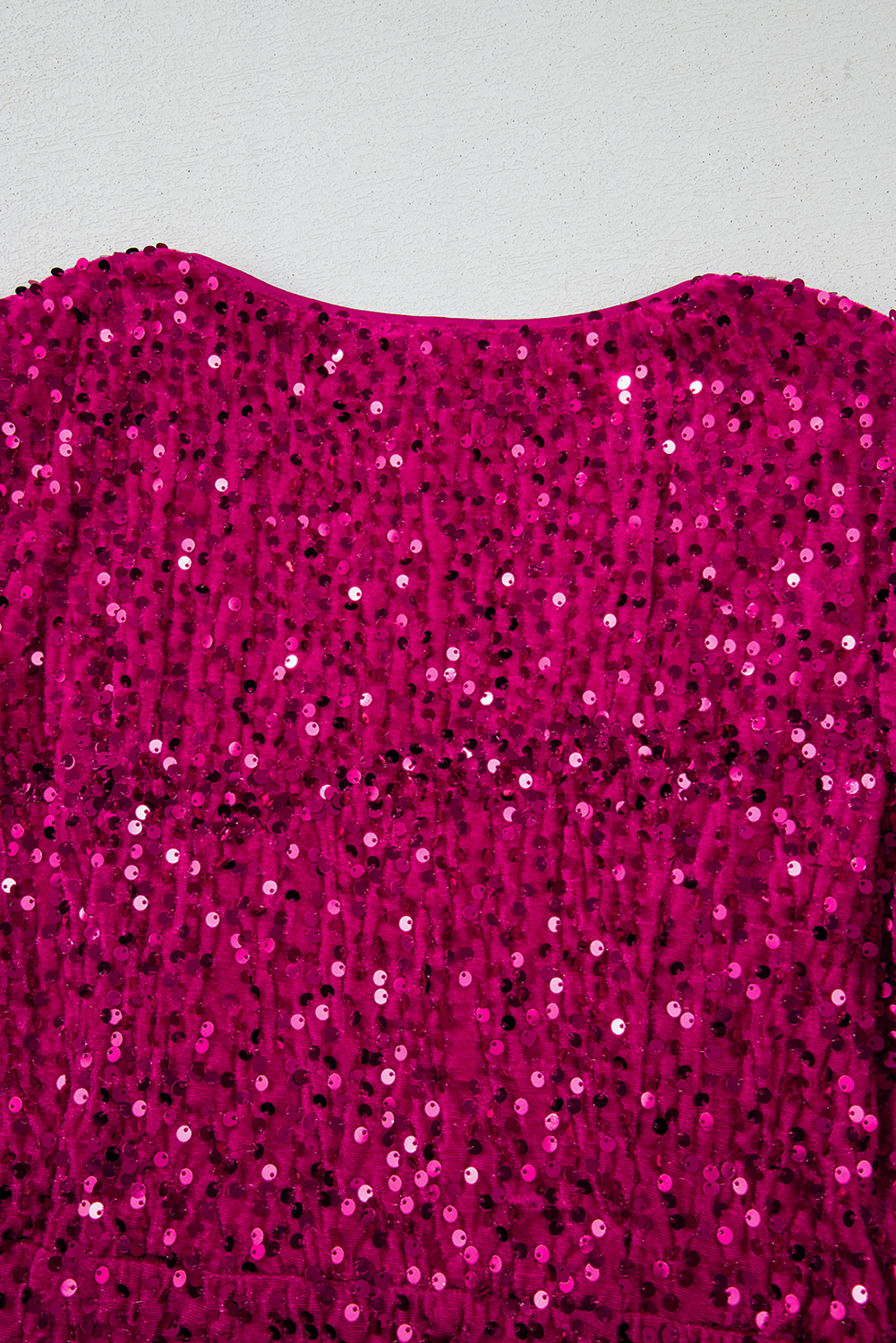 Pitaya Pink Velvet Sequin Long Sleeve V Neck Wrapped Mini Dress view 21