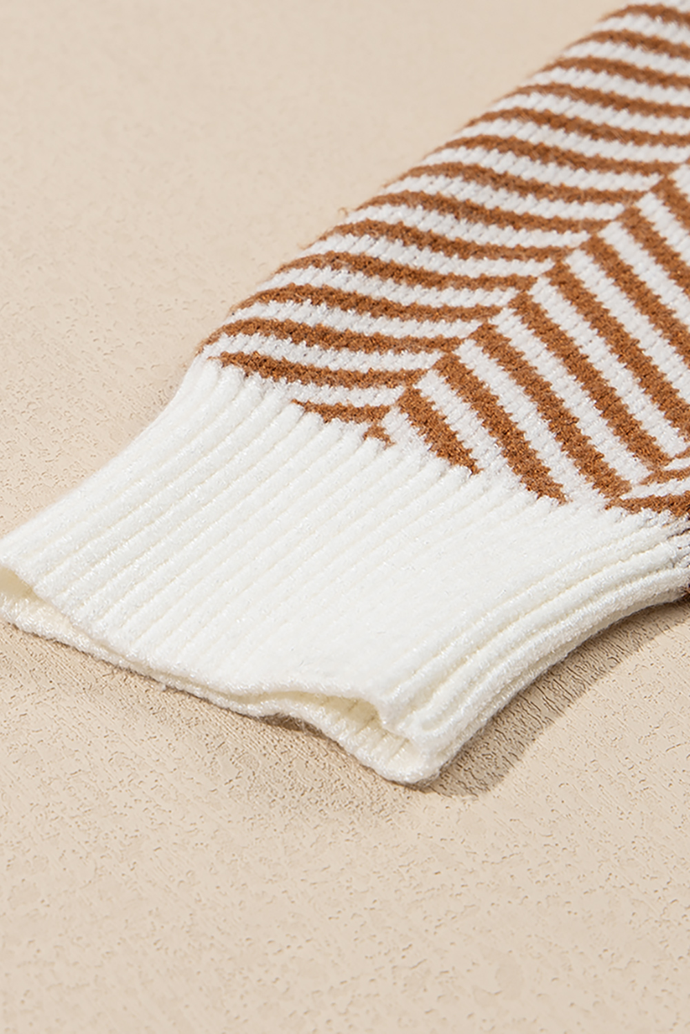 Coffee Contrast Edge Crew Neck Drop Shoulder Sweater view 22
