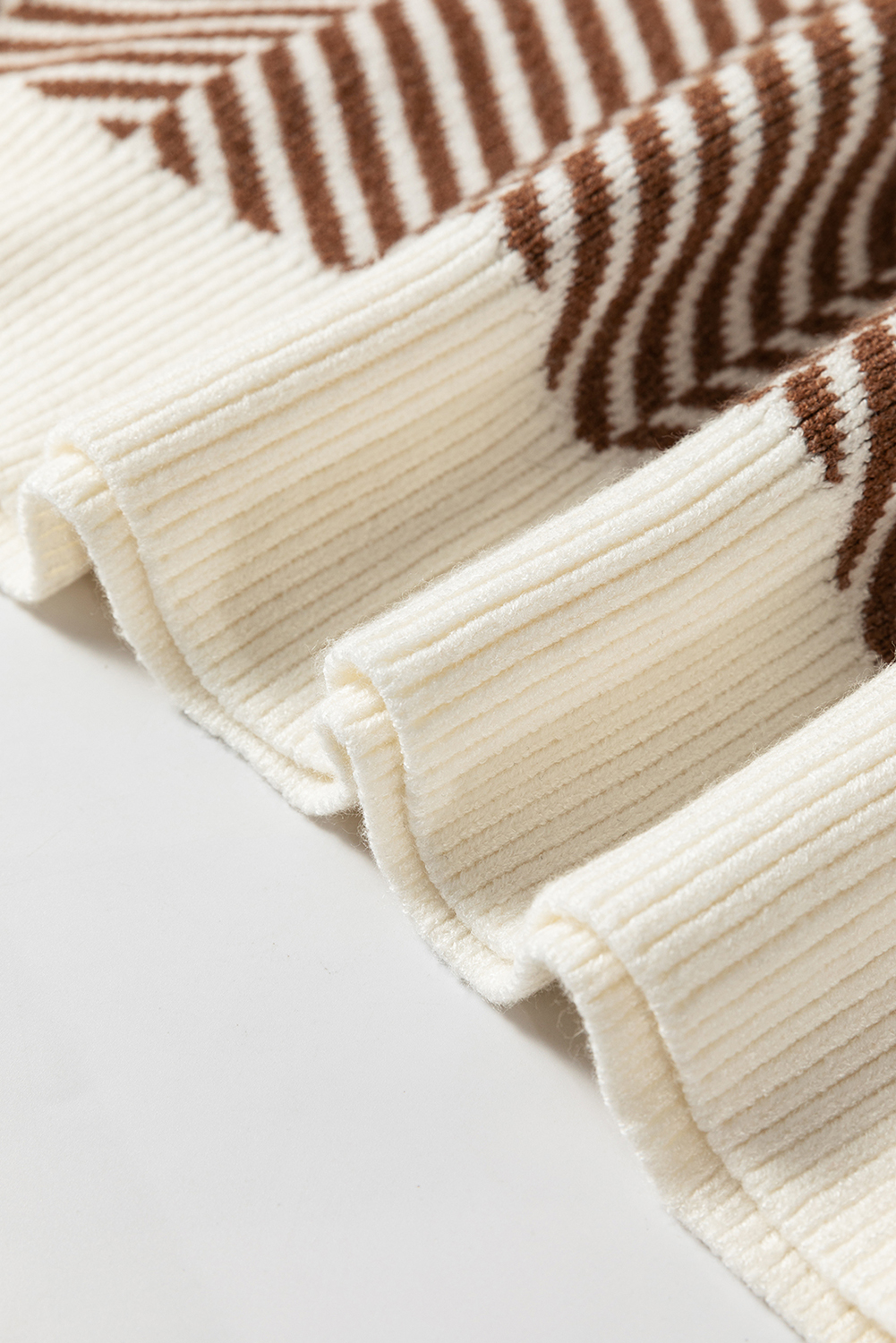 Coffee Contrast Edge Crew Neck Drop Shoulder Sweater view 17