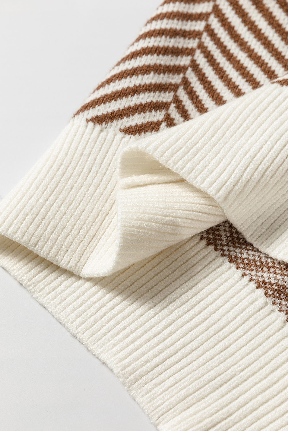 Coffee Contrast Edge Crew Neck Drop Shoulder Sweater view 16