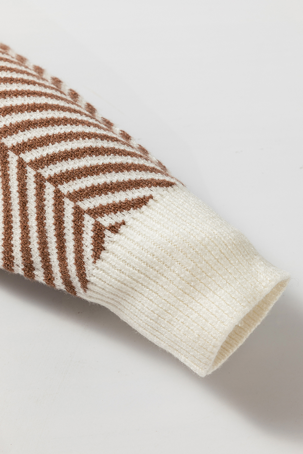 Coffee Contrast Edge Crew Neck Drop Shoulder Sweater view 15