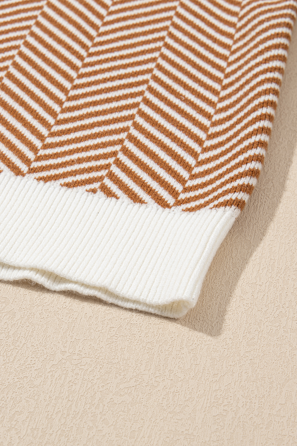 Coffee Contrast Edge Crew Neck Drop Shoulder Sweater view 19