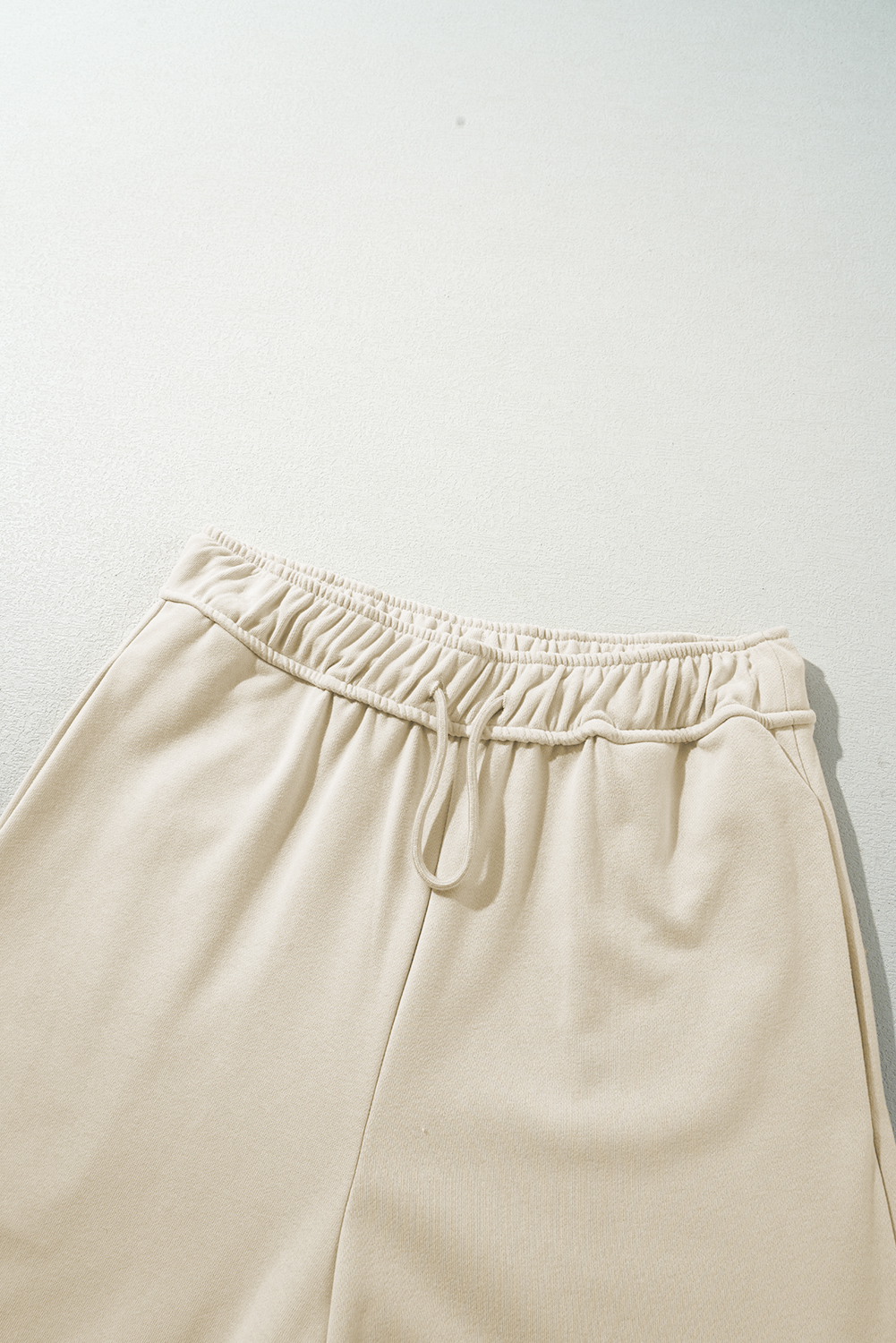 Apricot Loop Drawstring Elastic Waistband Casual Wide Leg Pants view 10