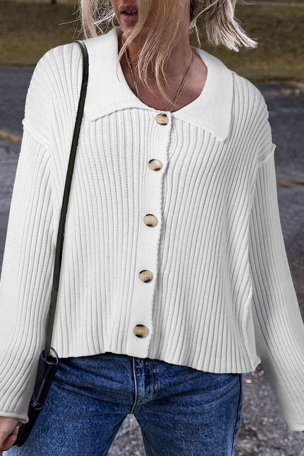 Cutloose Sweater One Size Pocket Pullover in White main image 0