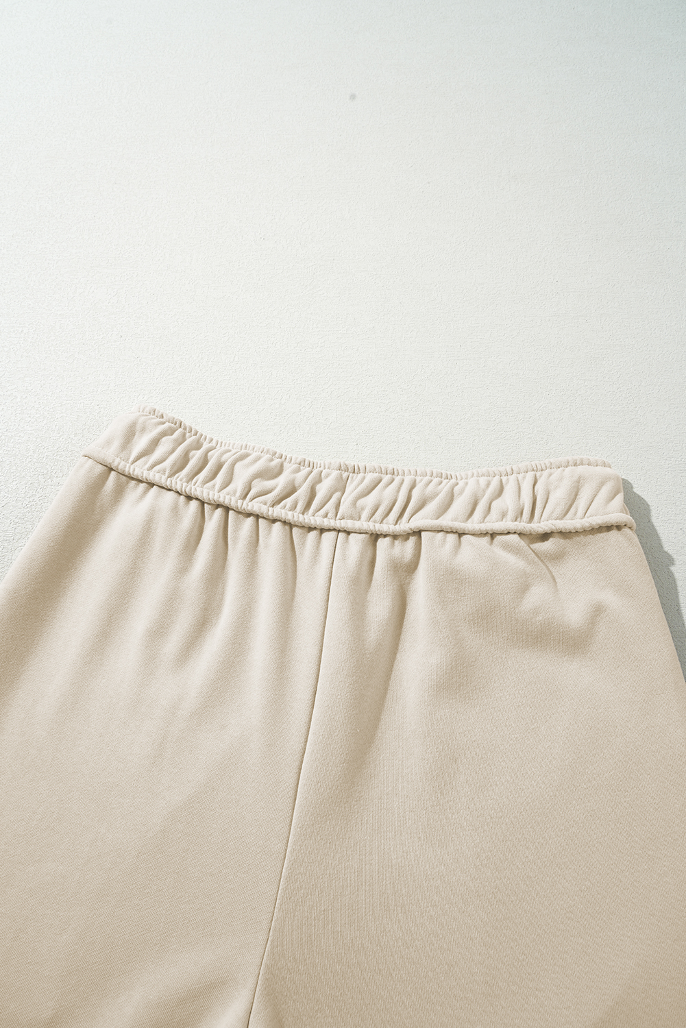 Apricot Loop Drawstring Elastic Waistband Casual Wide Leg Pants view 6
