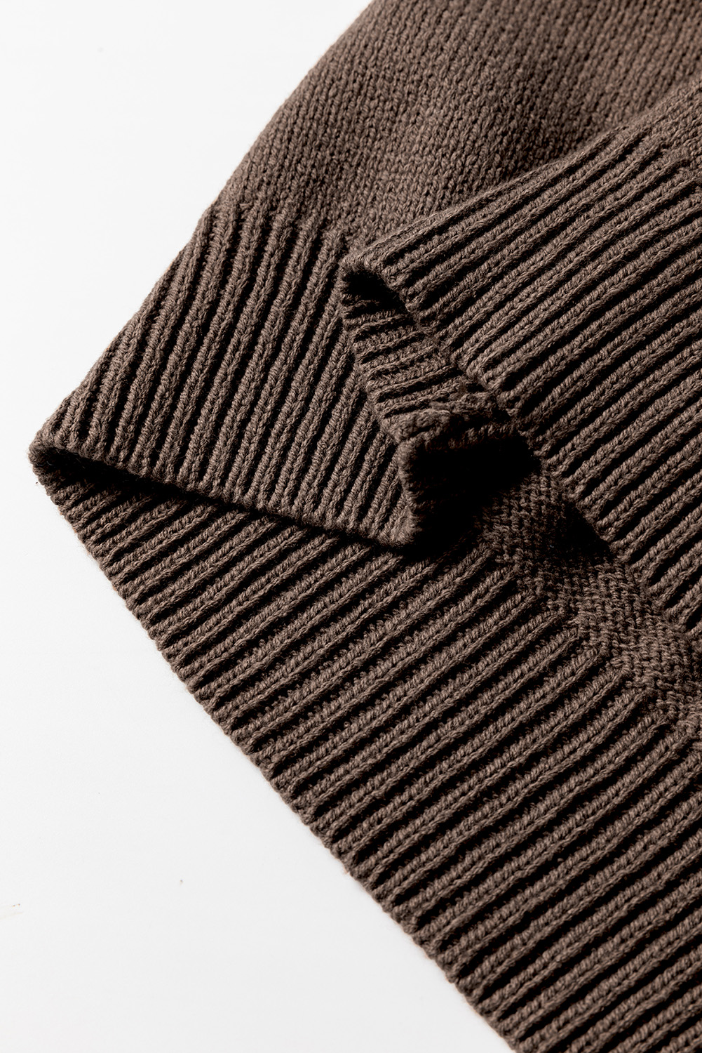 Dark Khaki Open Knit Drop Shoulder Sweater Cardigan view 18