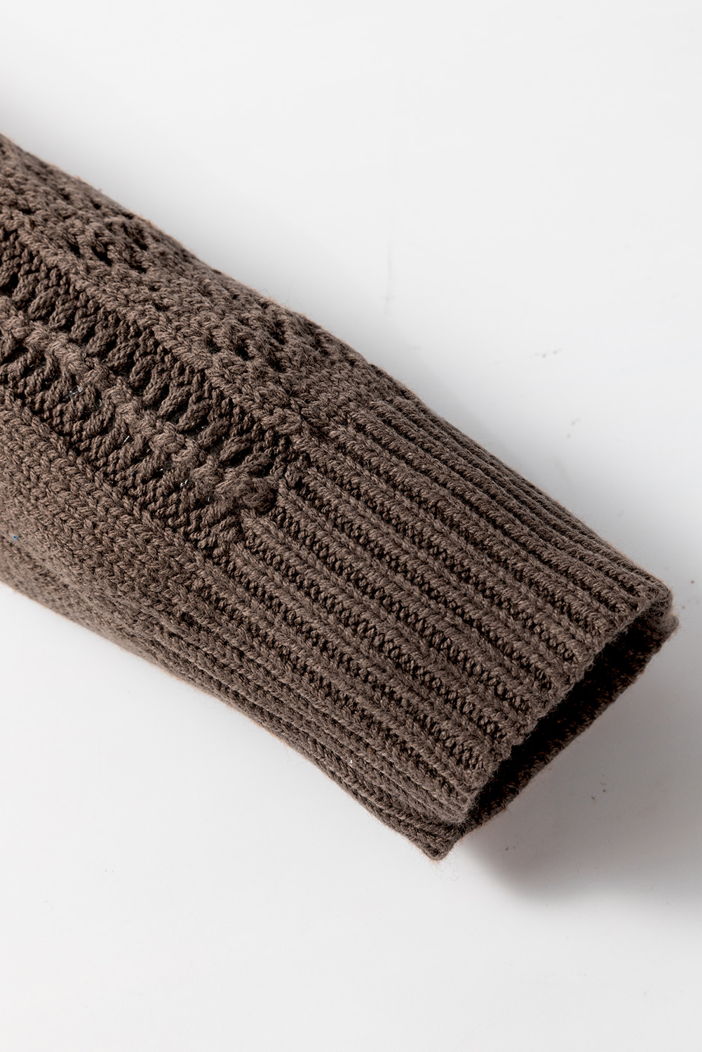 Dark Khaki Open Knit Drop Shoulder Sweater Cardigan view 14
