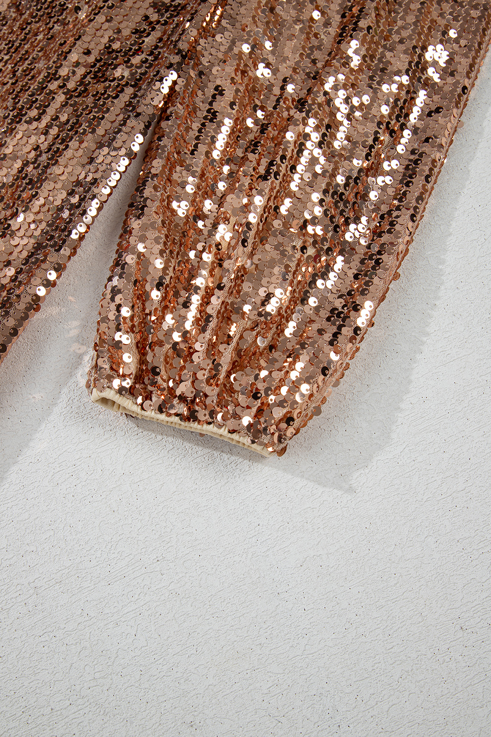 Gold Sequined Long Sleeve Cutout Back Mini Dress view 7