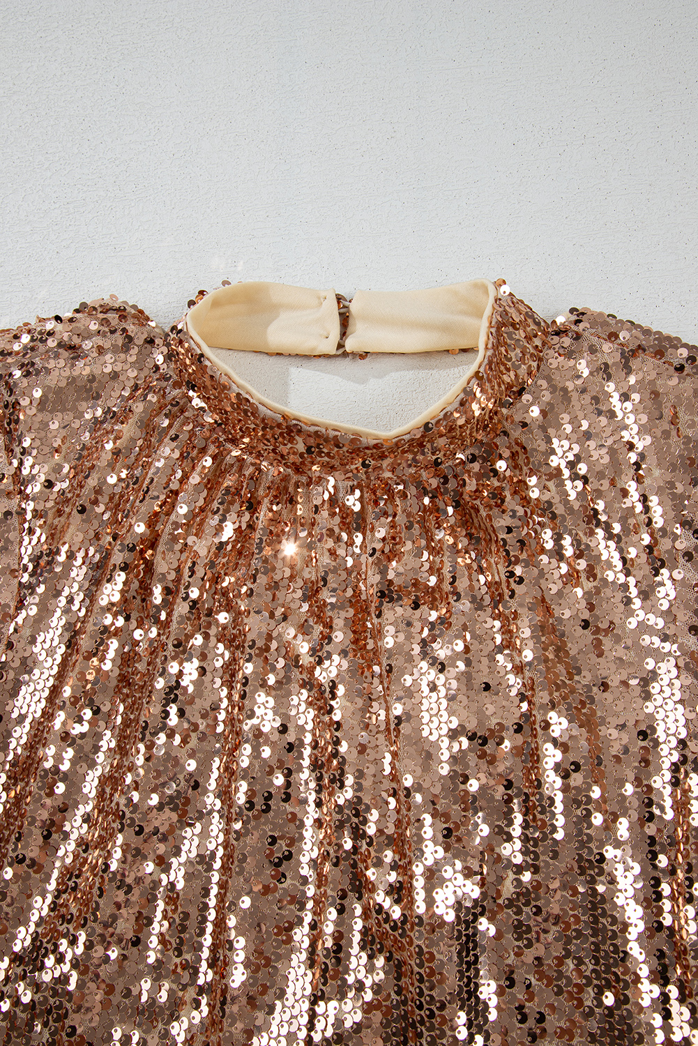 Gold Sequined Long Sleeve Cutout Back Mini Dress view 6