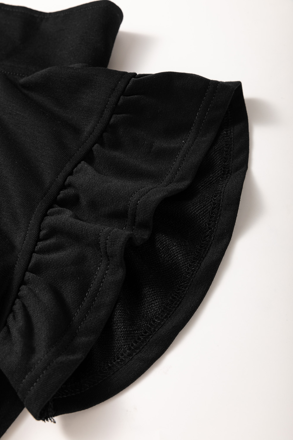 Black Zipper Flutter Sleeve Drawstring Elastic Waistband Jumpsuit view 26