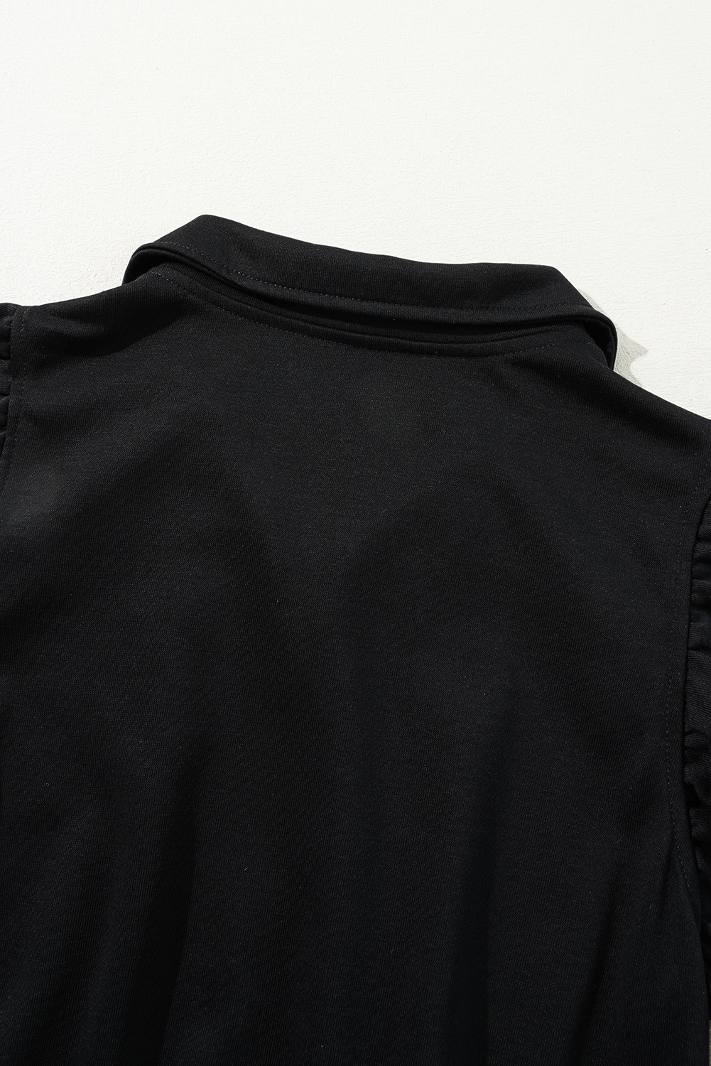 Black Zipper Flutter Sleeve Drawstring Elastic Waistband Jumpsuit view 23