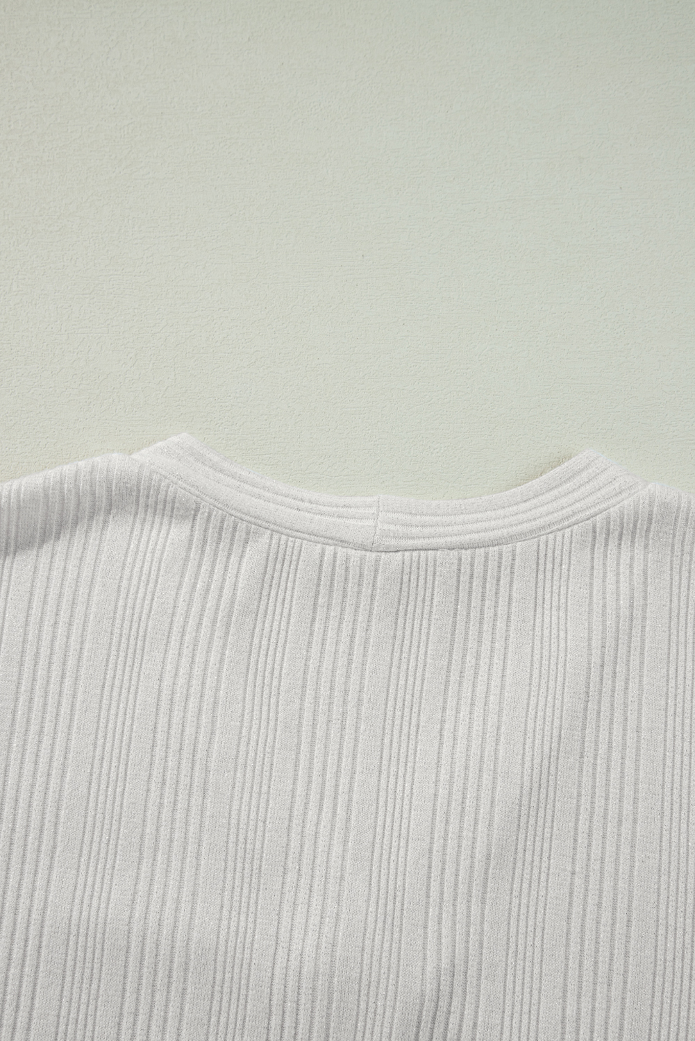 White Solid Color Ribbed Button up Tunic Cardigan view 13