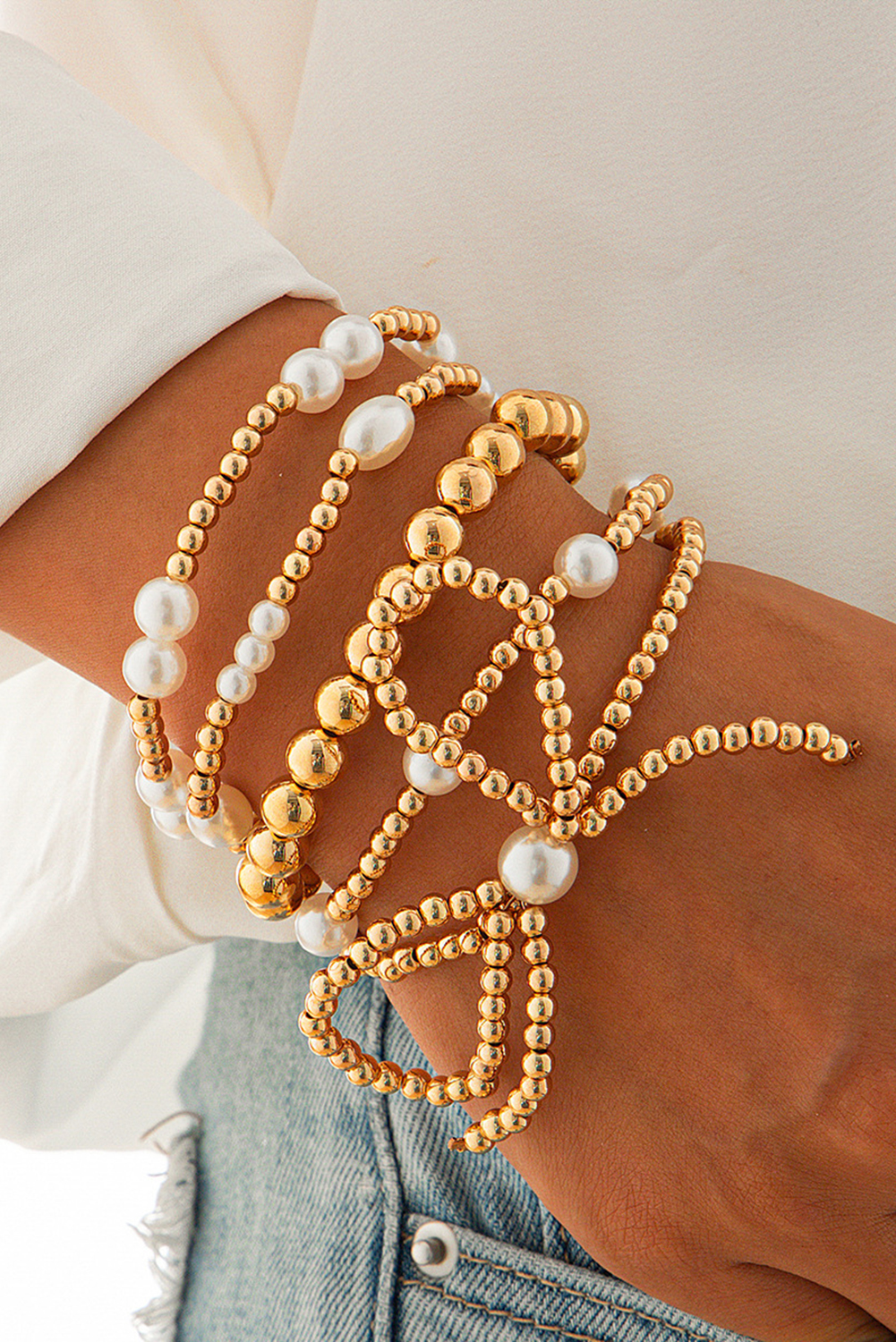 Pearl Love Bow Bracelet Set