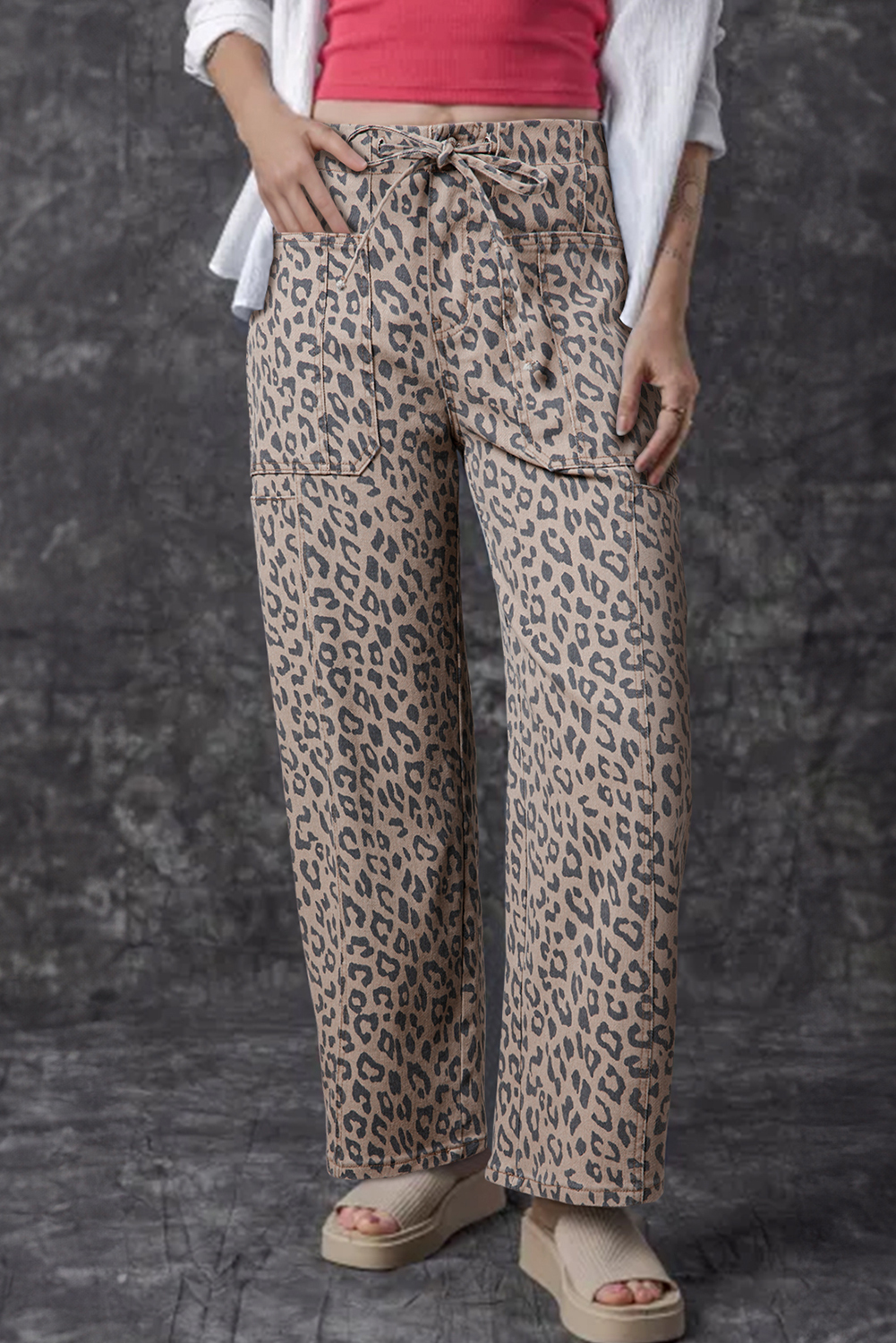 Leopard & Khaki Jersey Wide Leg Trousers (2 Pack) main image 1