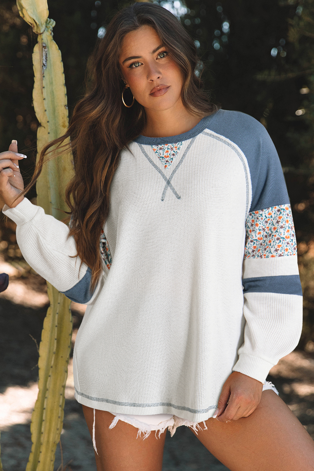 That's What I Like Raglan Patchwork Long Sleeve Top main image 0